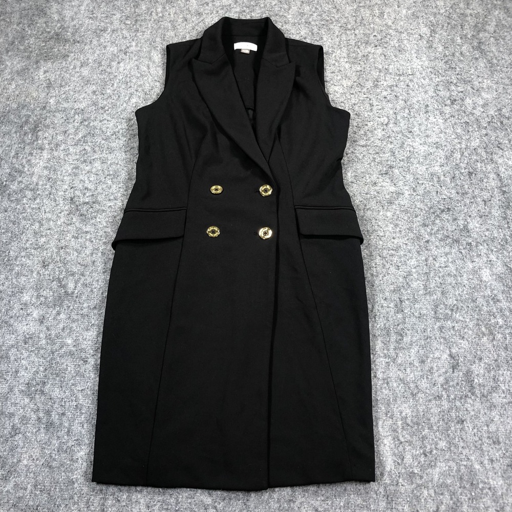 Calvin Klein Dress Womens 4 Black Sleeveless Collared Double Breasted Sheath